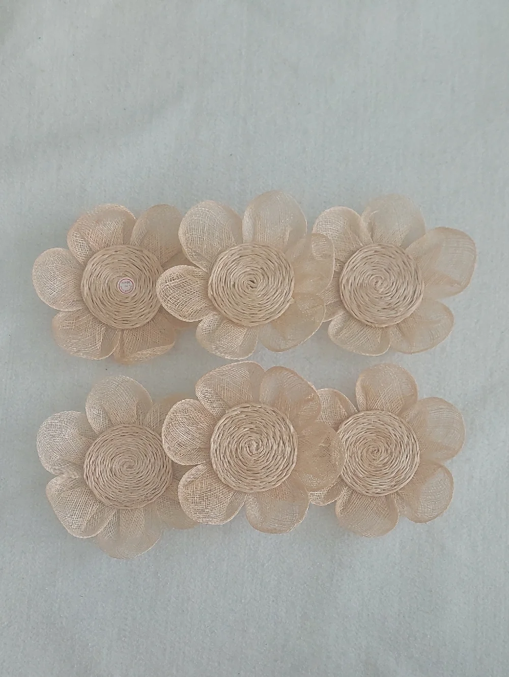 Vintage Woven Abaca Fiber and Sinamay Flower Coasters - Set of 6 NWOT